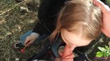 Young girl gives a blowjob to her friend in a public park! snapshot 9