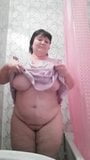 Mature BBW, BAW takes a shower snapshot 1