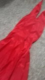 Jizz on my girlfriend Red mermaid satin dress Full version snapshot 2