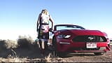 Desert Mustang Lady Playing, Mrs Samantha and her Red Mustang snapshot 4