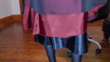 Lined burgundy party dress with black liquid satin half slip snapshot 5