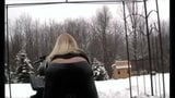 Farting outdoors in the snow snapshot 15