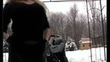 Farting outdoors in the snow snapshot 2