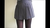 Grey Pleated Mini skirt Pantyhose & G string snapshot 1