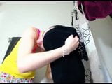 Langes Haar, Haare, nasses Haar, trocknendes Haar, Striptease snapshot 7