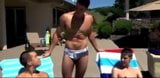 Twink gets spitroasted by two young studs by the pool snapshot 3