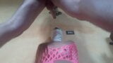 Rough  blowjob and creampie in pink fishnet snapshot 14