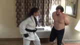 Sexy Ass Muscle Girl Beating Guy- Karate Domination snapshot 5