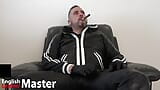 Uncut daddy in leather trackies smokes cigar pumps cock and uses toys to masturbate PREVIEW snapshot 2