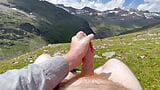 Wanking my big ginger cock on a green medow in the mountains snapshot 9