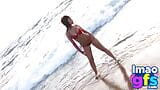 完璧な胸とお尻を見せつけるセクシーなポール-ランジェリービーチ snapshot 4