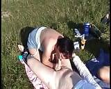 Two chicks from Germany getting wild neat the lake with a horny dude snapshot 5
