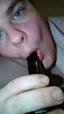 Young & Hairy Chub Sucking On Small Black Vibrator snapshot 4