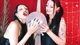 Balloon fetish. Two Mistresses inflate the balloon, play with their long nails on your nerves, and burst the balloon. Ball sound snapshot 10