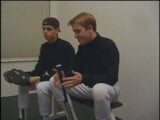 Blonde and brunette baseball studs suck cocks and pound ass snapshot 1