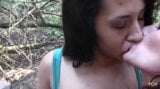 Aroused lesbian couple find a spot in the middle of a forest and dildo fuck snapshot 2