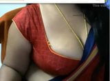 Sexy Telugu aunty boobs on cam with boyfriend snapshot 6