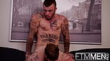 FTM Men - Tatted up FTM bad boy bounces on big stud's cock snapshot 15