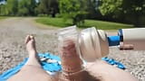 Outdoor hitachi cumshot snapshot 2