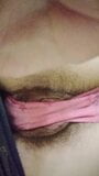 Tease in pink panties, hairy pussy lips. snapshot 6