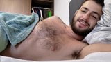 Straight roommate invites you to bed for a nap - hairy chest snapshot 3