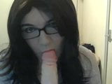 Crossdresser Lydia Lust sucking dildo snapshot 3