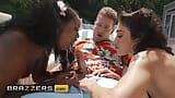 Hot & Horny Poolside Babes Brooklyn Gray & Elsie Enjoy A Steamy Outdoor Threesome - Brazzers snapshot 4