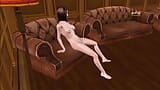 An animated cartoon 3d porn video of a beautiful Hentai girl sitting on the chair and masturbating using banana snapshot 4