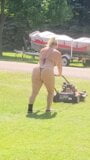 Got back to find wife mowing in a thong bikini, her ass and thighs jiggling with every step snapshot 5