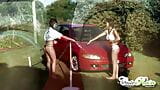 Cute rain gets wet washing car with lesbo snapshot 11