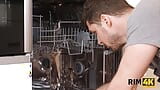 RIM4K. Angel interrupts repairer and starts licking his ass by the dishwasher snapshot 3