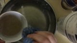 BBW Pisses in a dirty bowl at work snapshot 7