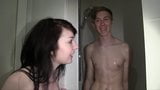 Sexy gril fucks with two young strangers snapshot 20