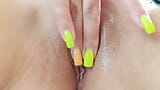 Excited girl with yellow manicure masturbates her young wet pussy and captures it on camera close-up - LuxuryOrgasm snapshot 4