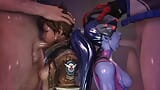 Widowmaker ANd Tracer Both Getting Face Fucked Hard snapshot 4