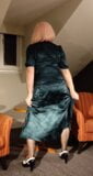 Crossdresser in satin dress snapshot 3