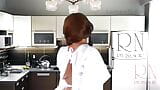 Cheerful maid without panties eats a lot of bananas in the dining room. ASMR snapshot 12