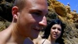 Outdoor couple has sex on the beach and let stranger join snapshot 1