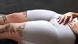 Giant pussy is marked between the leggings of a teenager snapshot 3