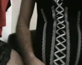 CROSSDRESSER BLACK STOCKINGS and LINGERIE ALONE AT HOME!!! snapshot 4