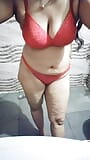 Summer time came and hot roohi filling hot and strip out her bra  Big boobs in red bra snapshot 10