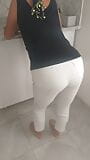 Turkish woman in white tights, thin stockings, hijab snapshot 3