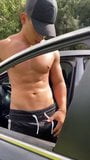 horny guy jerking off in the car snapshot 3