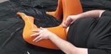 Orange long underpants and toe socks cum on shirt snapshot 8