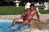 Stud jerking off after a good swim in the pool snapshot 4