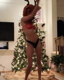 Nina Agdal sexy Christmas dance in mask, bra, and a thong snapshot 2