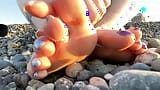 Feet fetish from Mistress Lara at the beach - perfect toes in jewelry snapshot 2