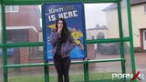 Beautiful brunette babe Lucia Love pissing in public snapshot 3