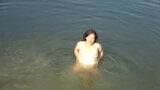 Brunette Swimming Without Panties and Bra snapshot 3