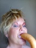 Kinky old woman gags and spits all over dildo!!So hot!!! snapshot 1